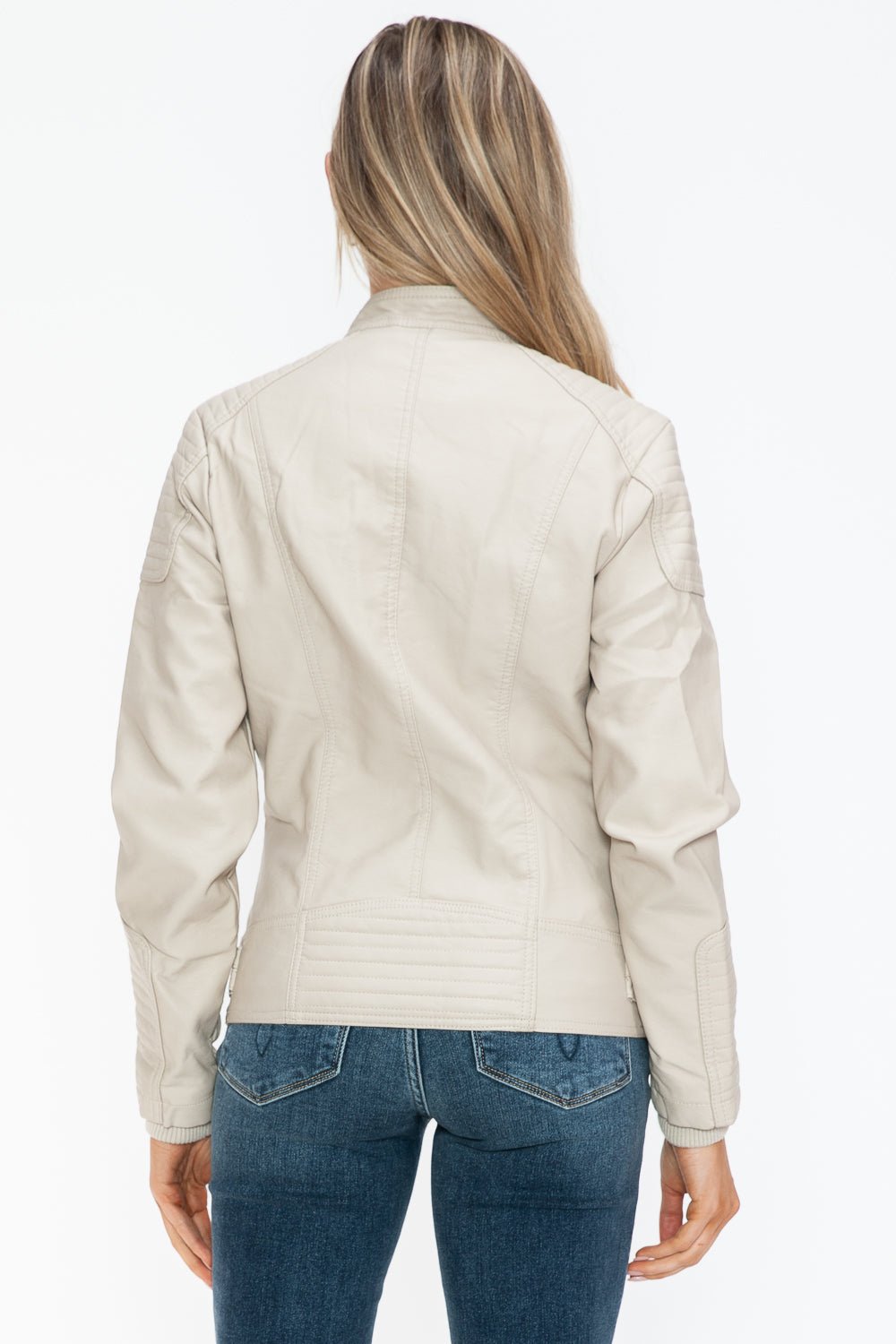 SNOBBISH - Vegan Leather Biker Jacket in Sand