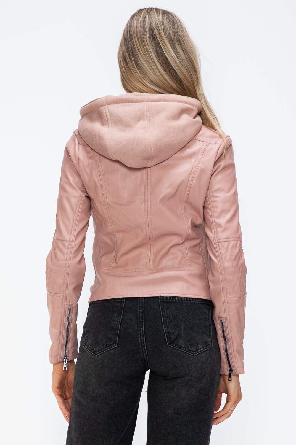 SNOBBISH - Vegan Leather Hooded Jacket in Mauve