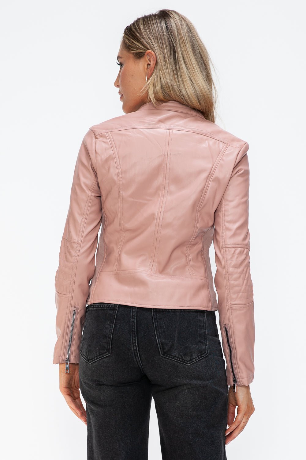 SNOBBISH - Vegan Leather Hooded Jacket in Mauve