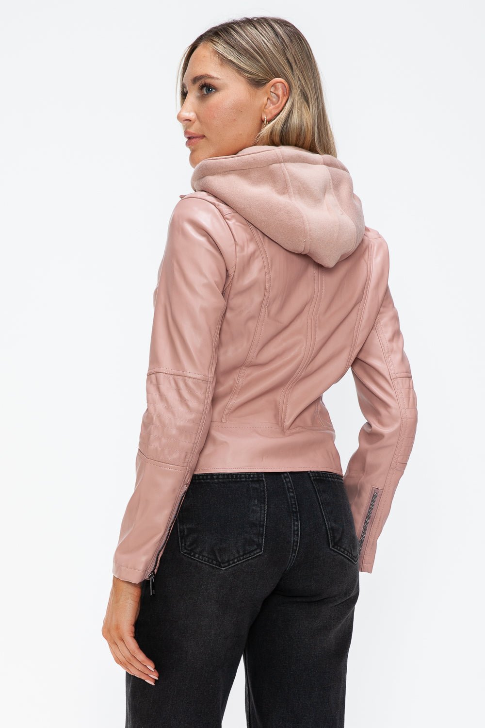 SNOBBISH - Vegan Leather Hooded Jacket in Mauve