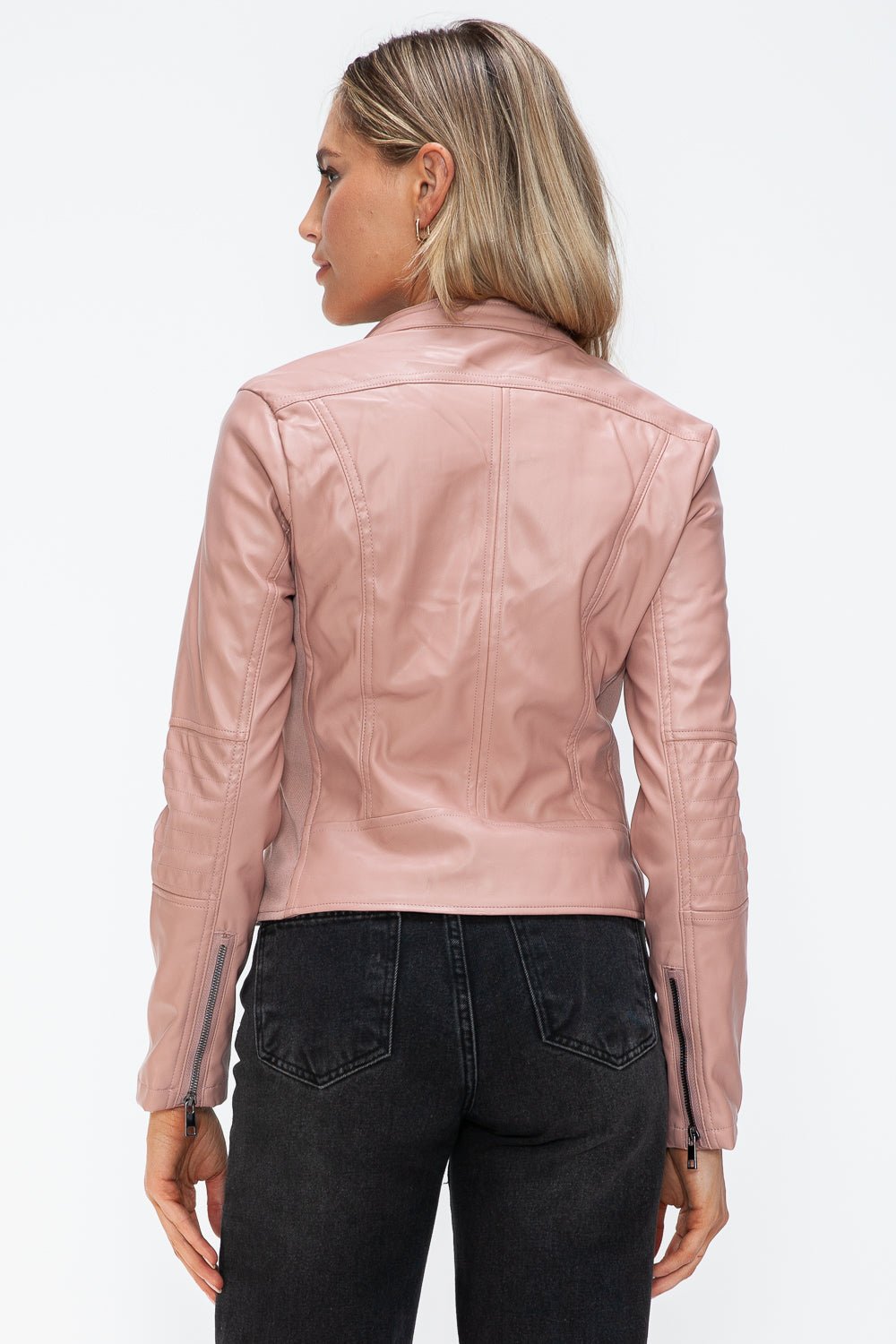 SNOBBISH - Vegan Leather Hooded Jacket in Mauve