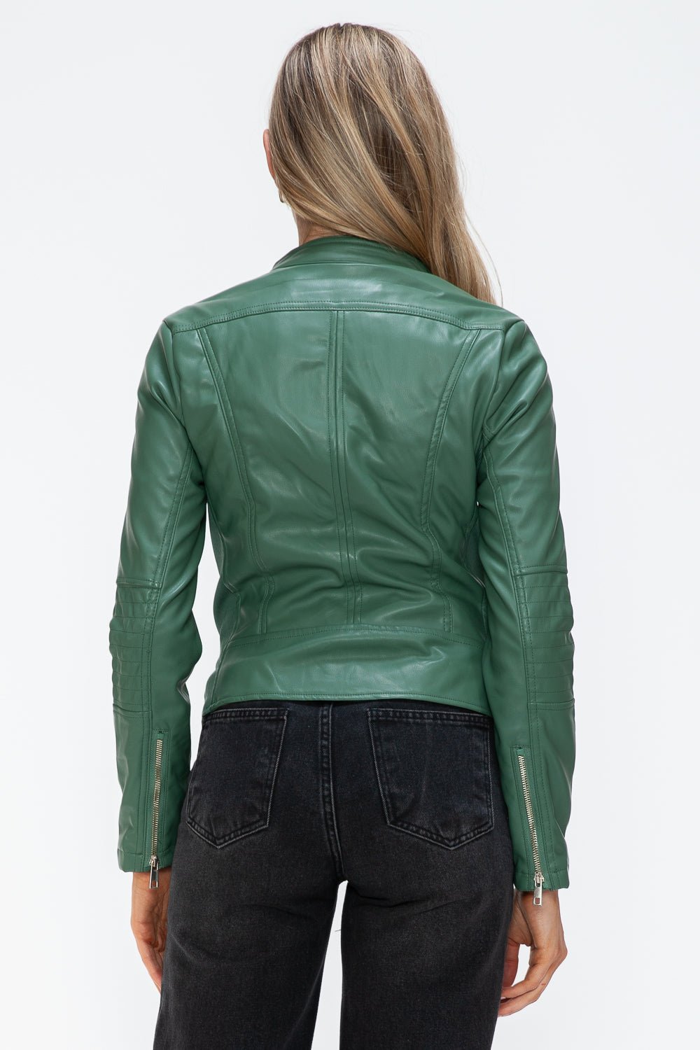 SNOBBISH - Vegan Leather Hooded Jacket in Sage