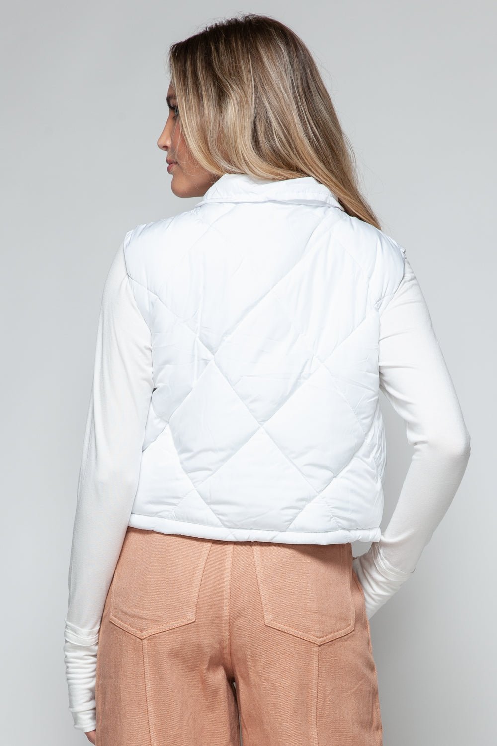 SNOBBISH - White Snap Down Quilted Crop Vest