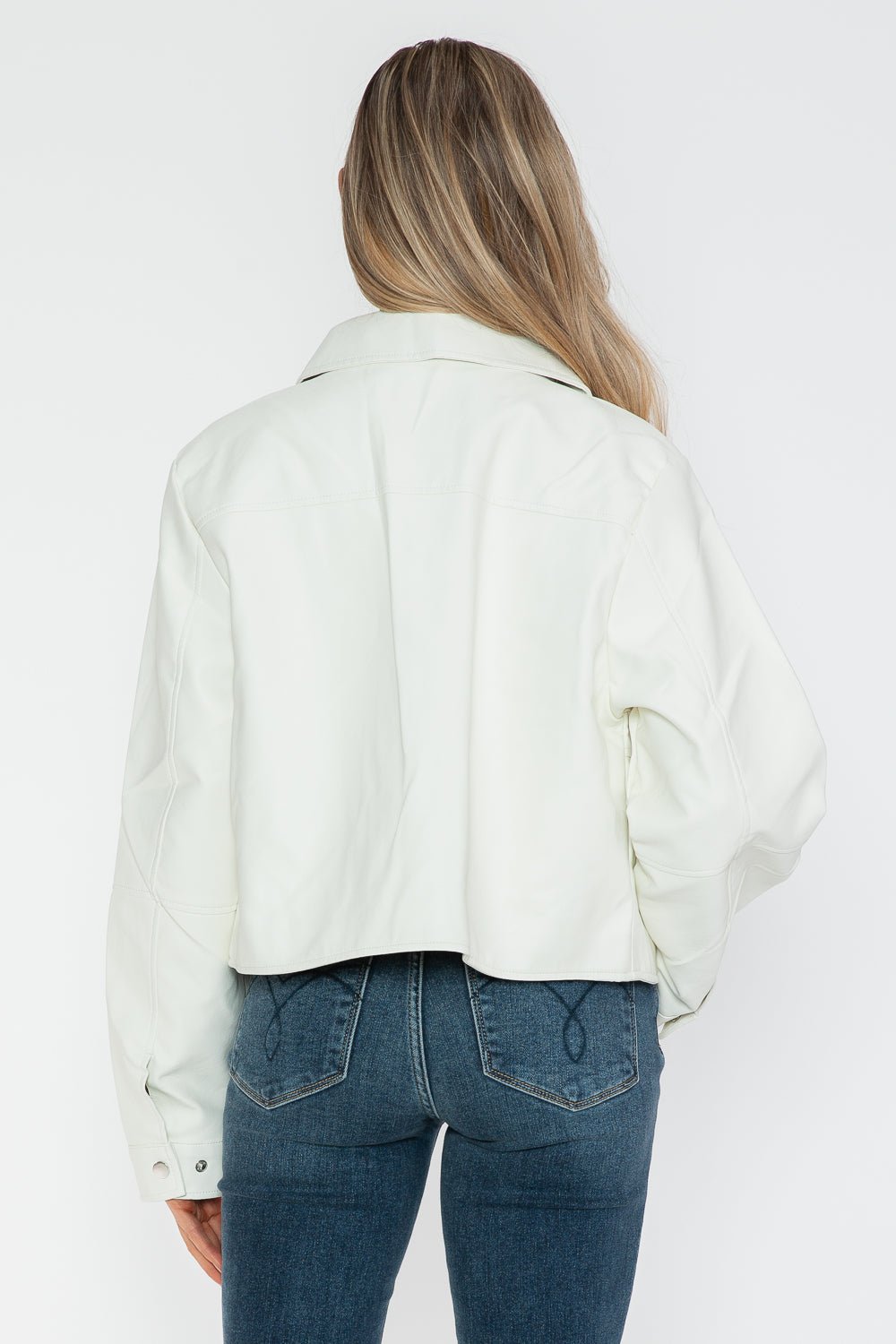 SNOBBISH - White Snap Down Vegan Leather Jacket