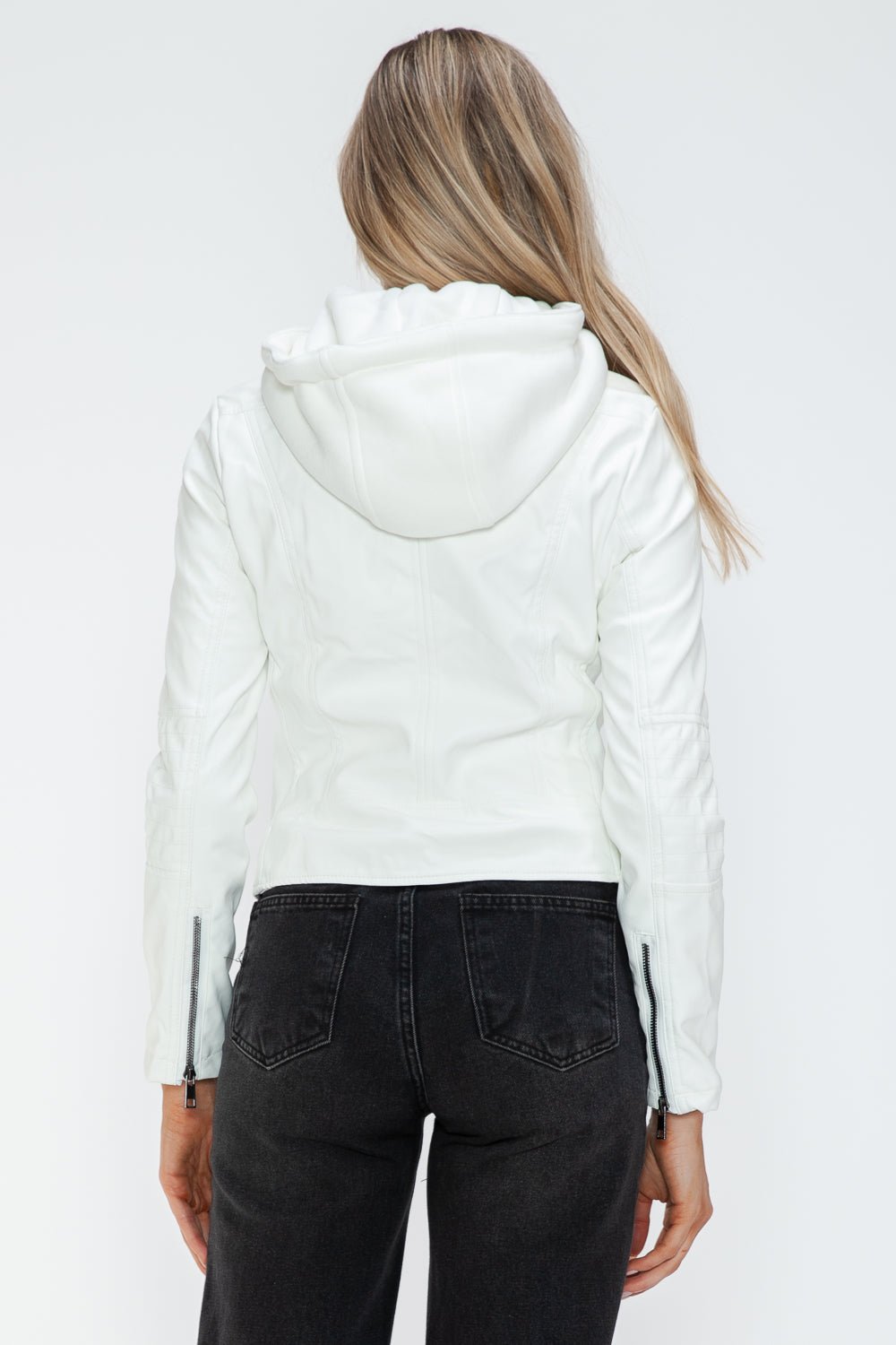 SNOBBISH - White Vegan Leather Hooded Jacket