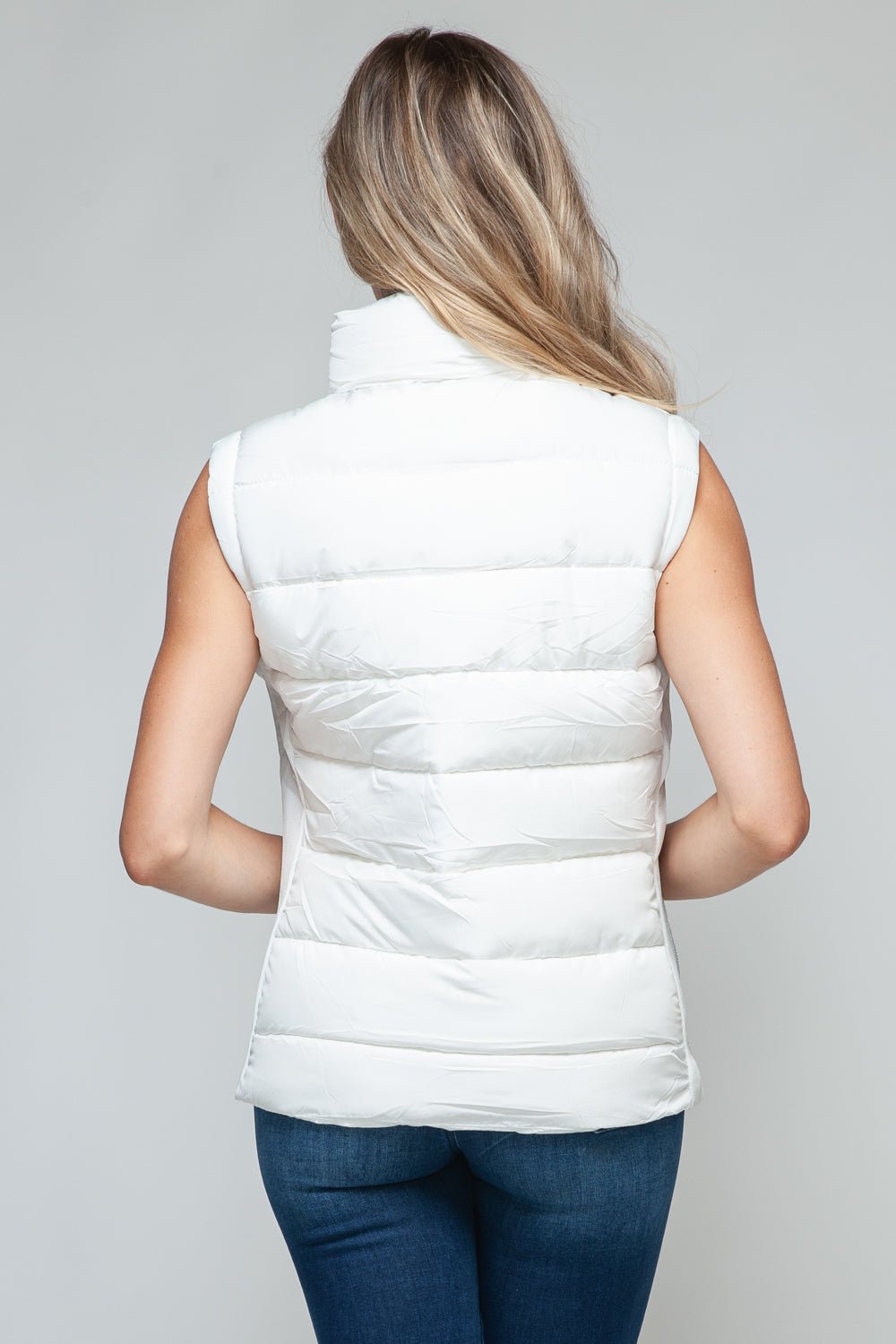 SNOBBISH - White Zip Up Turtleneck Vest with Pockets