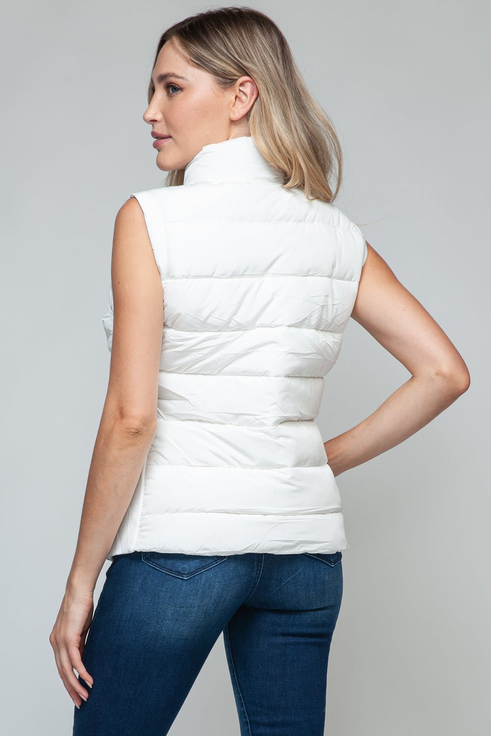 SNOBBISH - White Zip Up Turtleneck Vest with Pockets