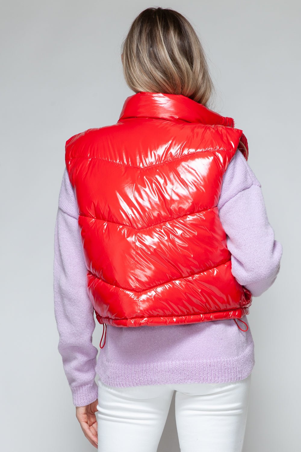 SNOBBISH - Zip Up Turtleneck Quilted Vest in Red