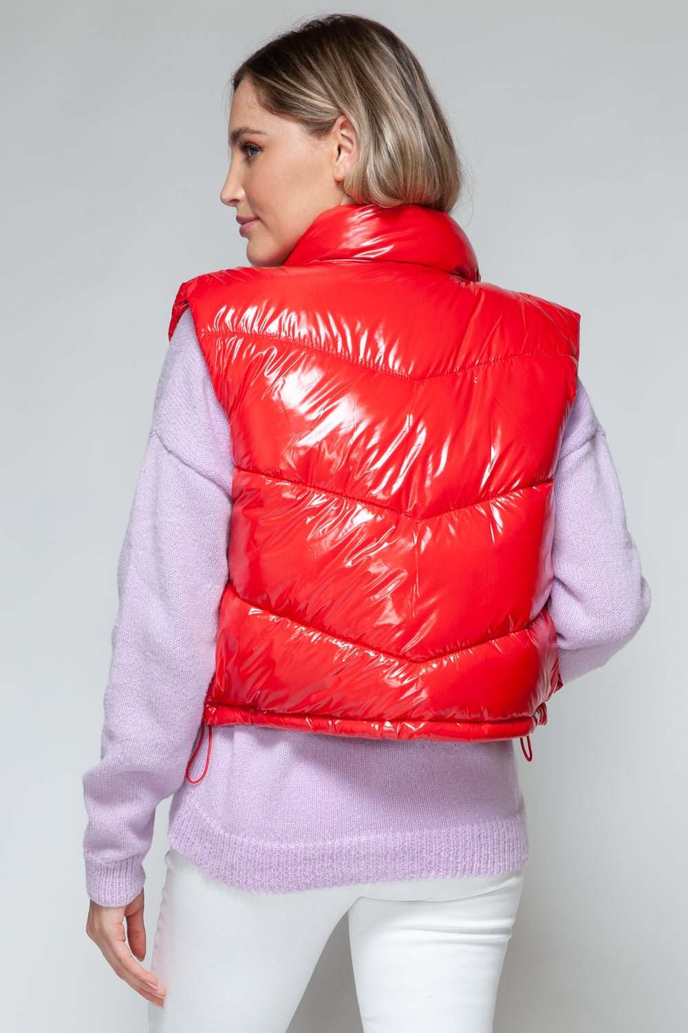 SNOBBISH - Zip Up Turtleneck Quilted Vest in Red