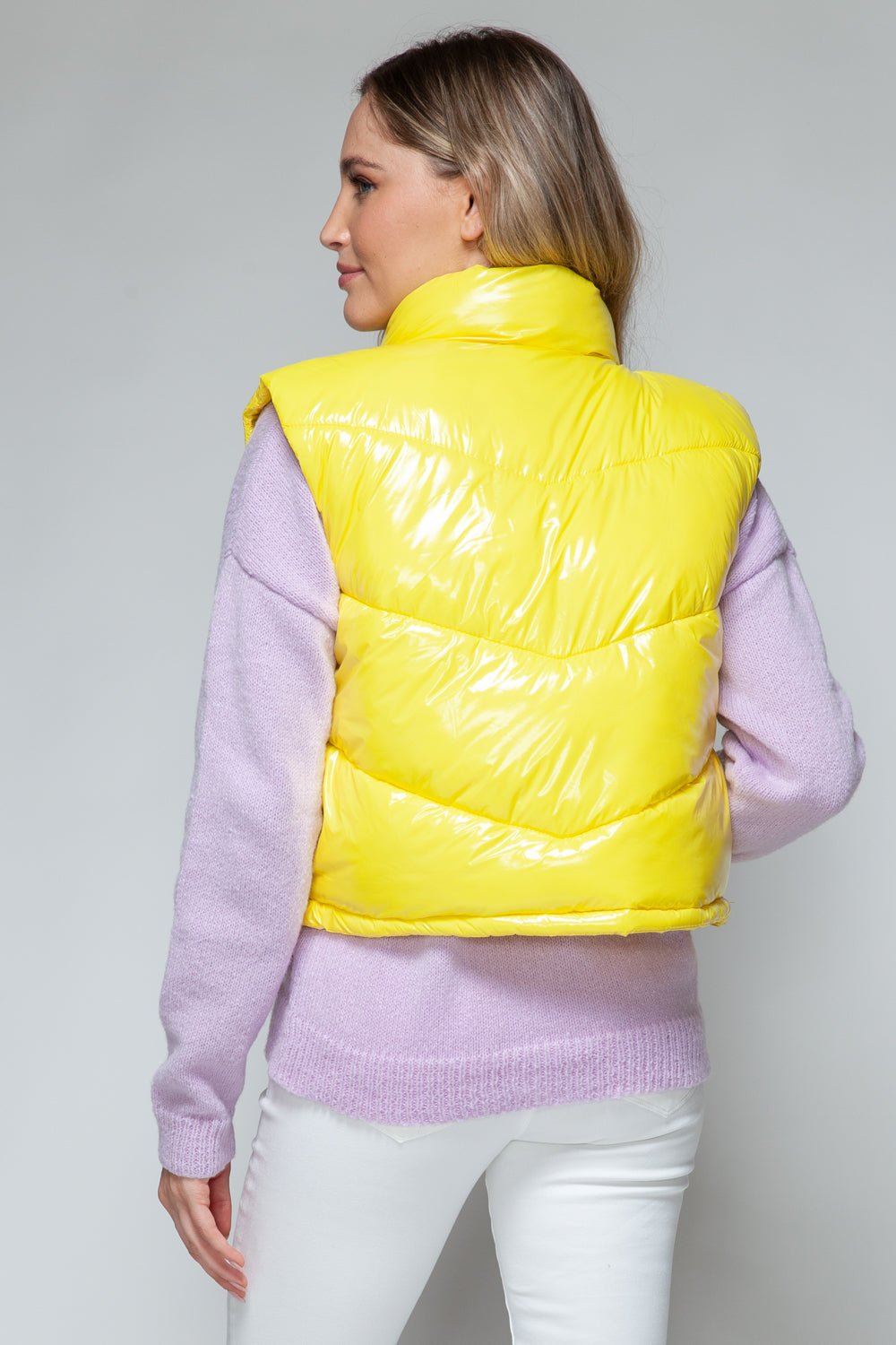 SNOBBISH - Zip Up Turtleneck Quilted Vest in Yellow