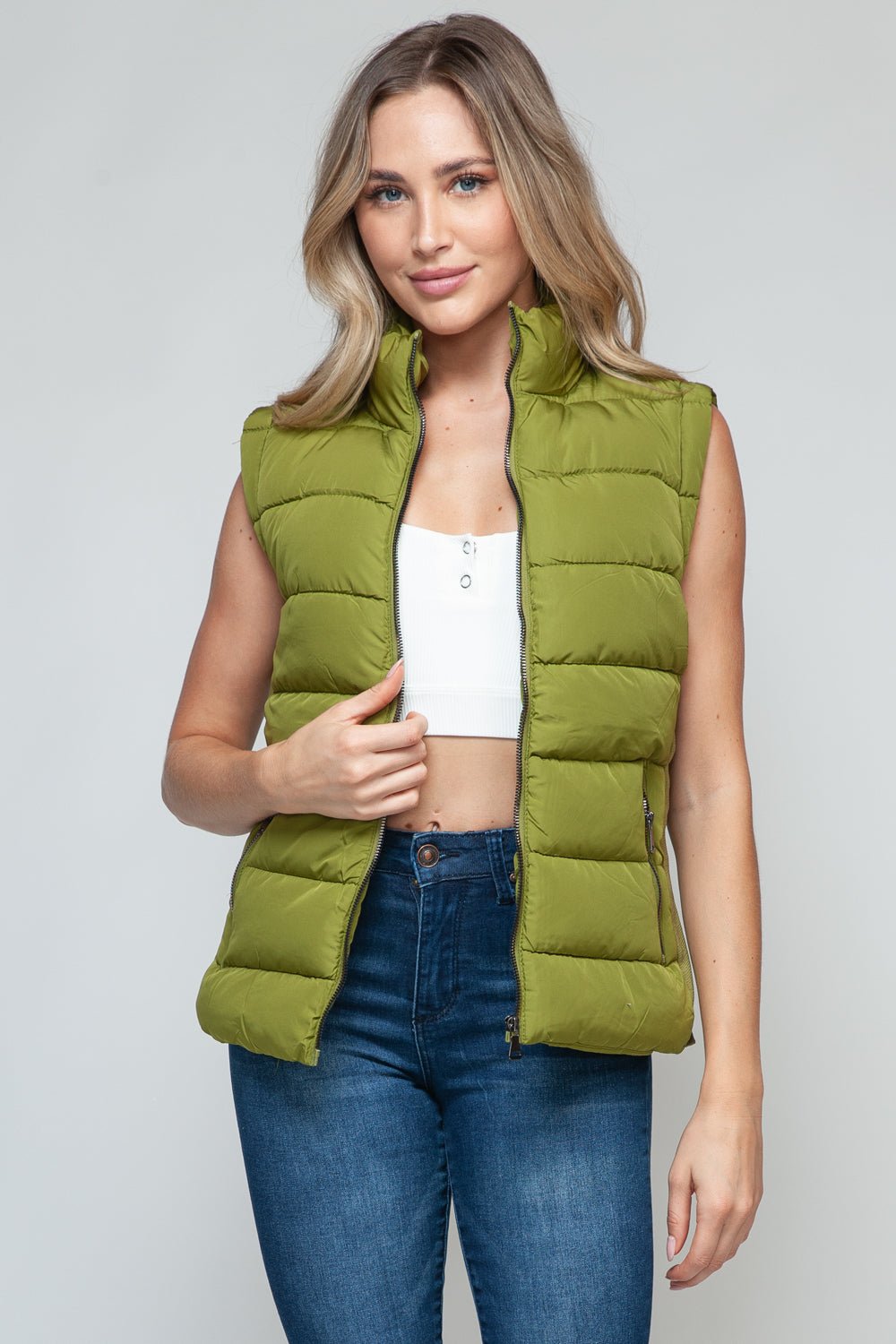 SNOBBISH - Zip Up Turtleneck Vest with Pockets in Cardamom Seed