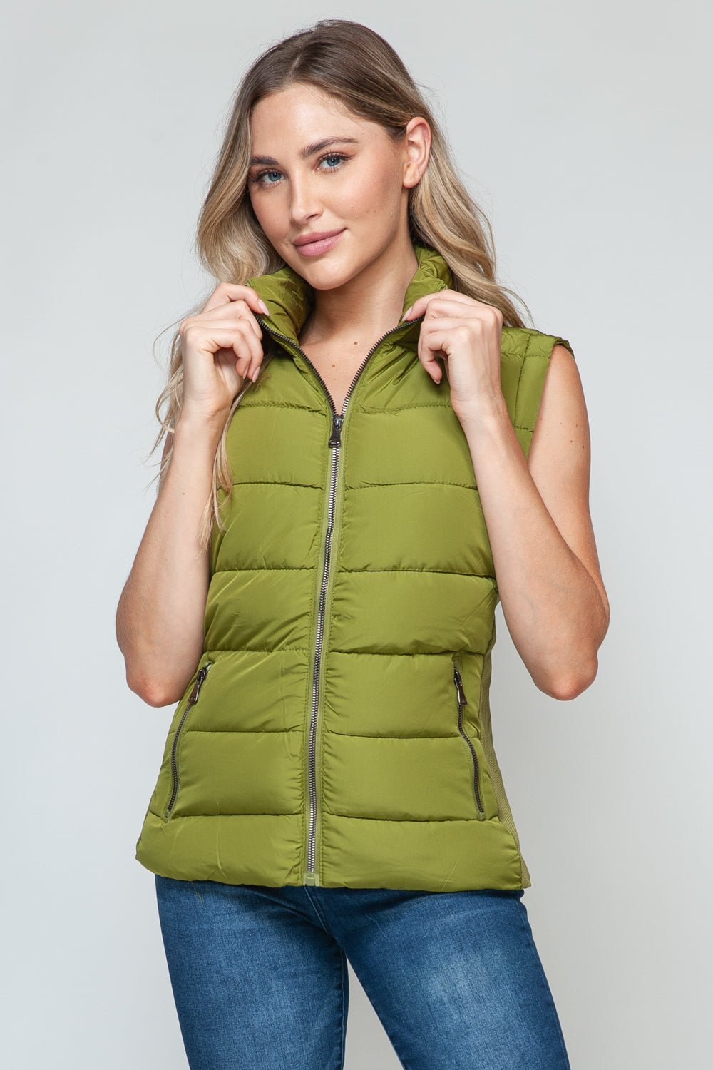 SNOBBISH - Zip Up Turtleneck Vest with Pockets in Cardamom Seed