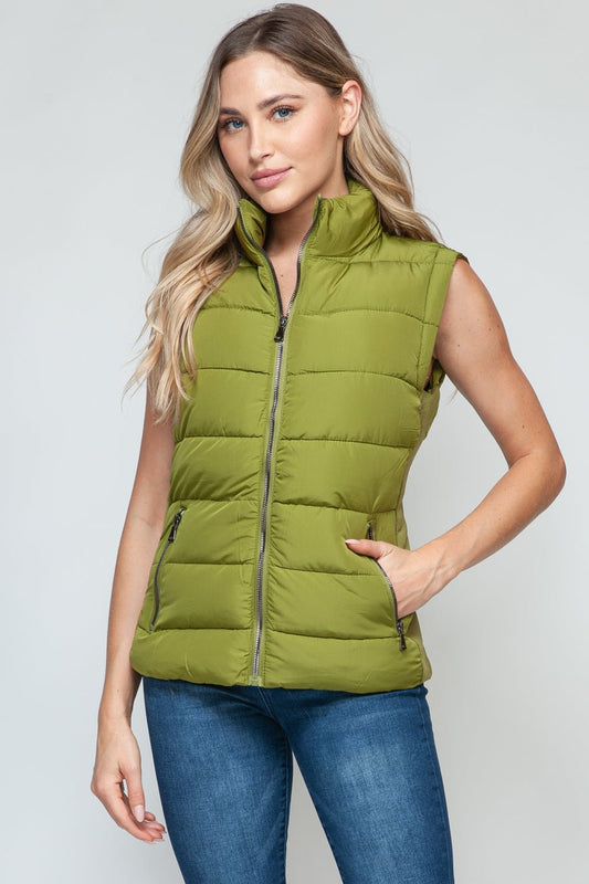 SNOBBISH - Zip Up Turtleneck Vest with Pockets in Cardamom Seed