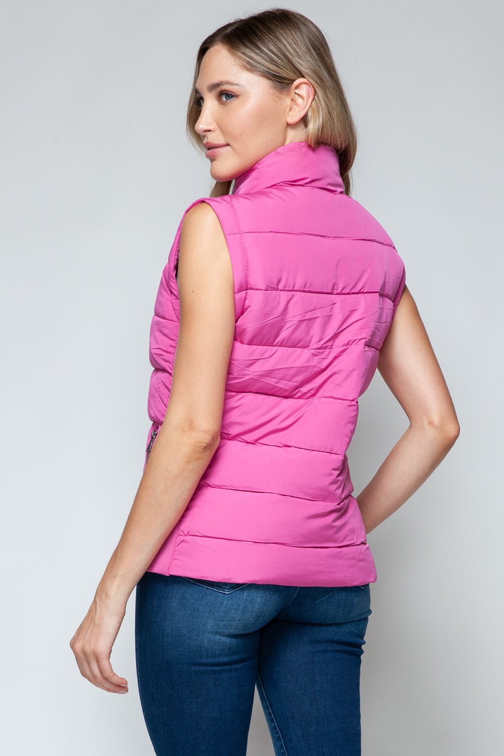 SNOBBISH - Zip Up Turtleneck Vest with Pockets in Rose Violet