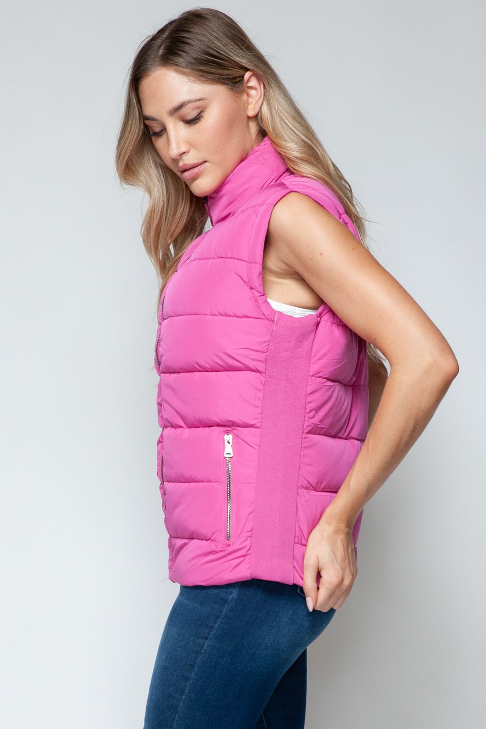 SNOBBISH - Zip Up Turtleneck Vest with Pockets in Rose Violet