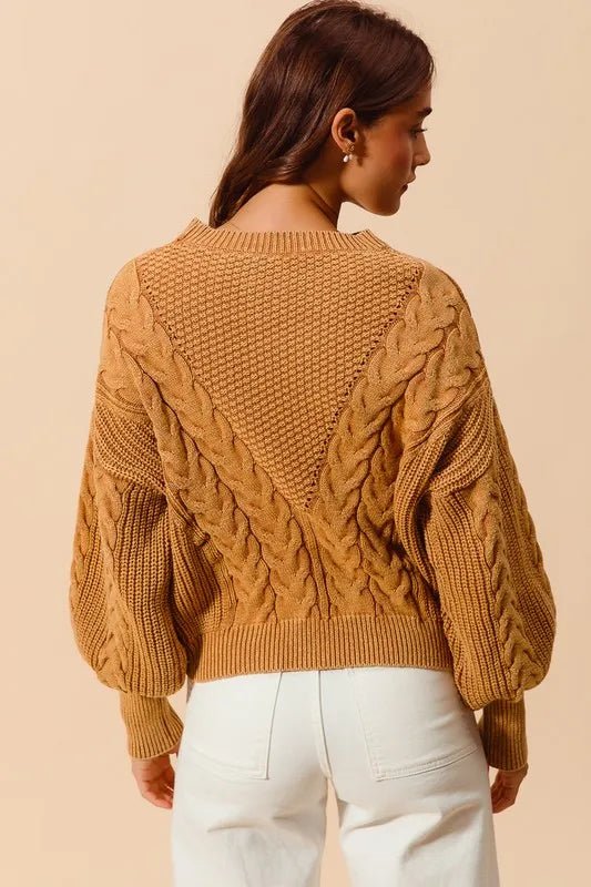 SO ME - Chunky Cable Knit Sweater in Golden Camel