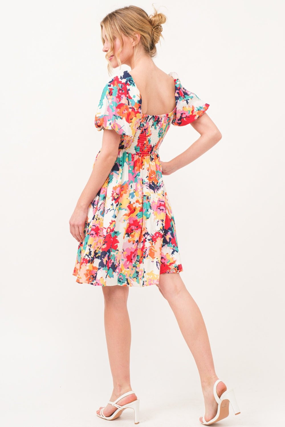 Square Neck Puff Sleeve Floral Mini DressMini DressAnd the Why