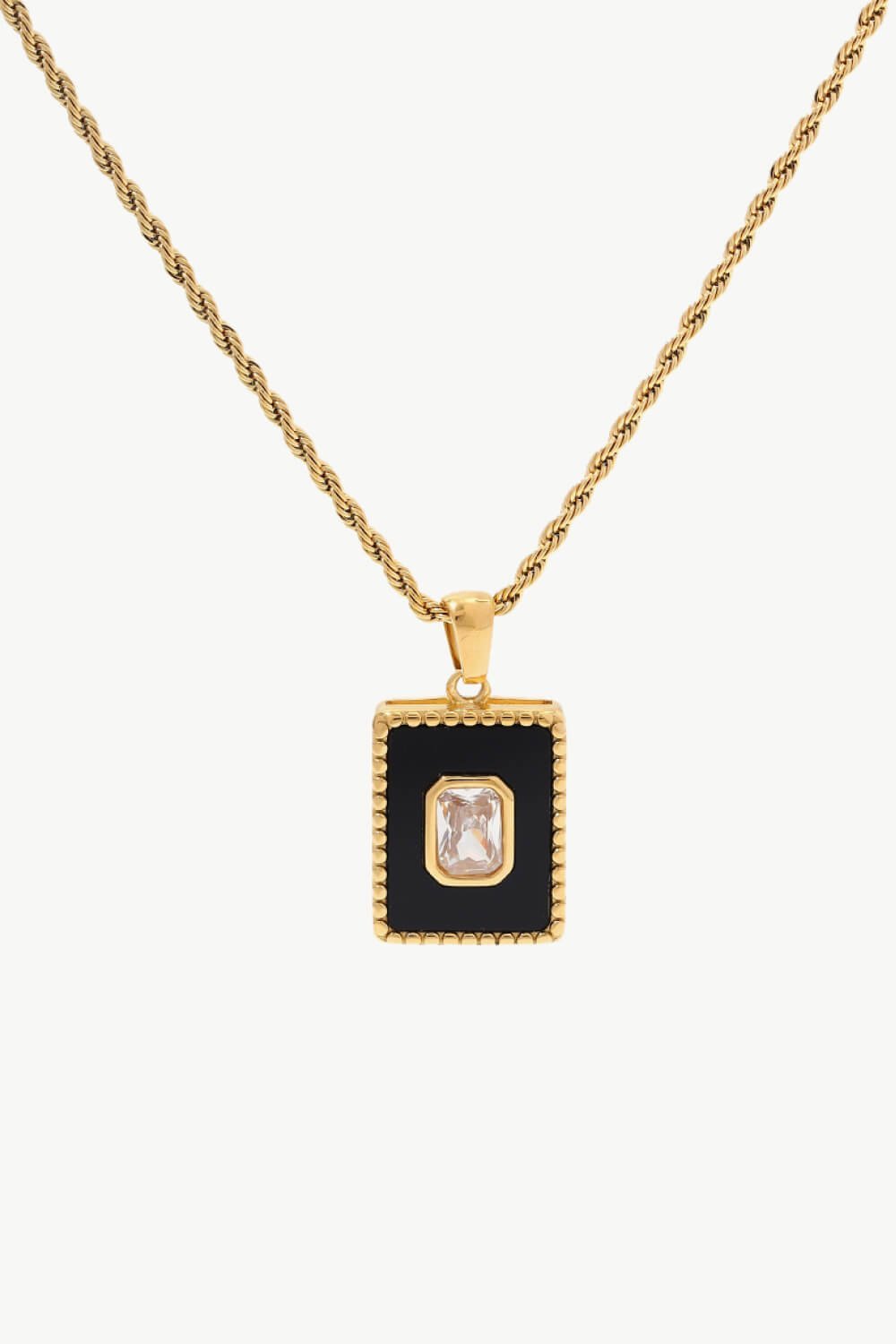 Square Pendant Twisted Chain Gold NecklaceNecklaceBeach Rose Co.