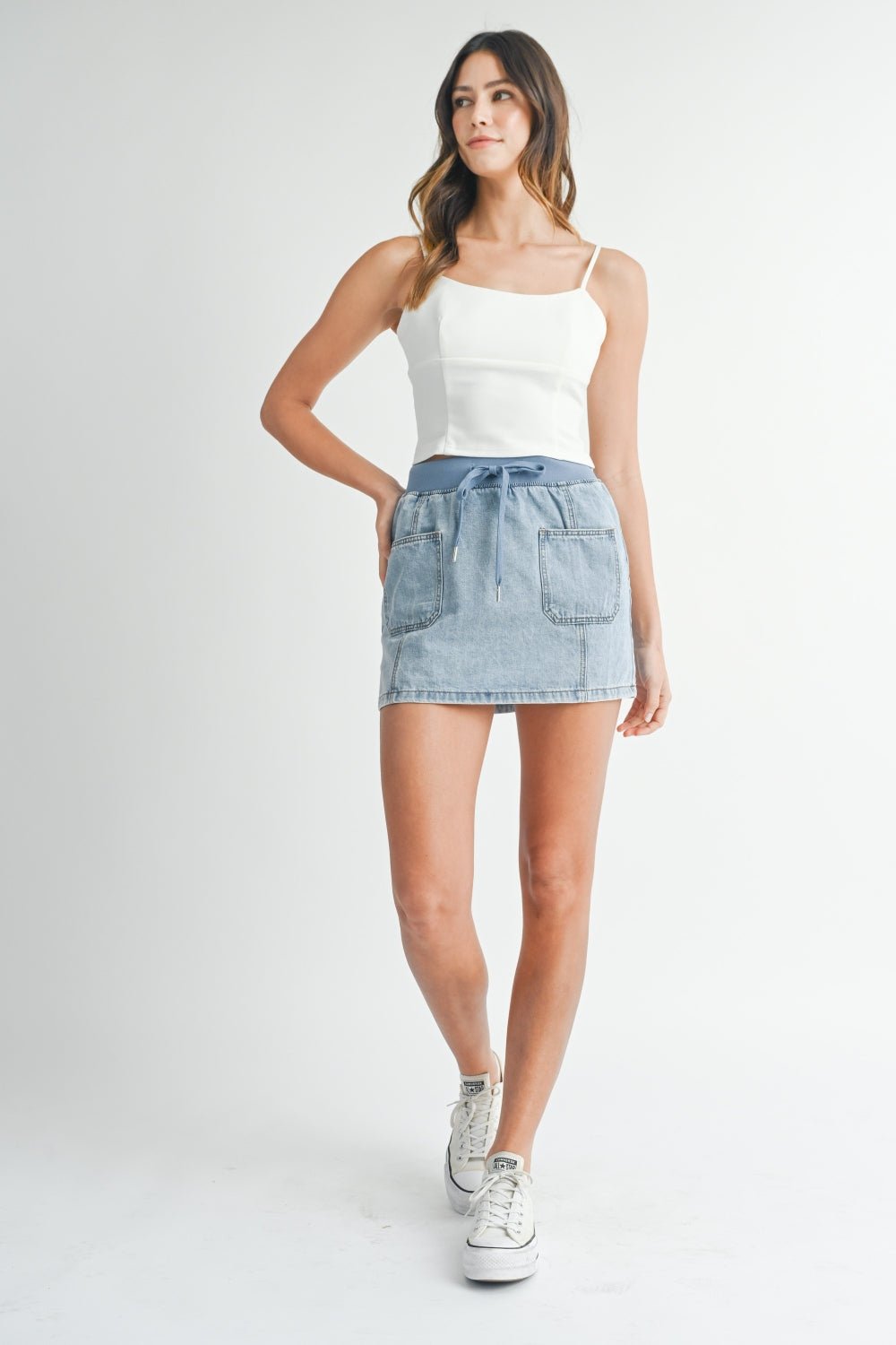 Strappy Back Cropped Sleeveless Cami in Off-WhiteCamisoleMable