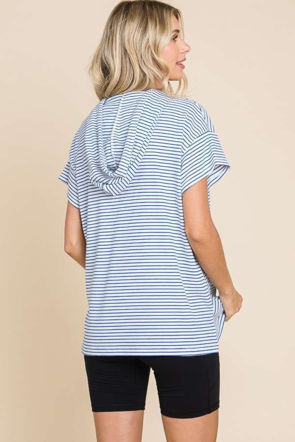 Striped Short Sleeve Hooded TopTopCulture Code