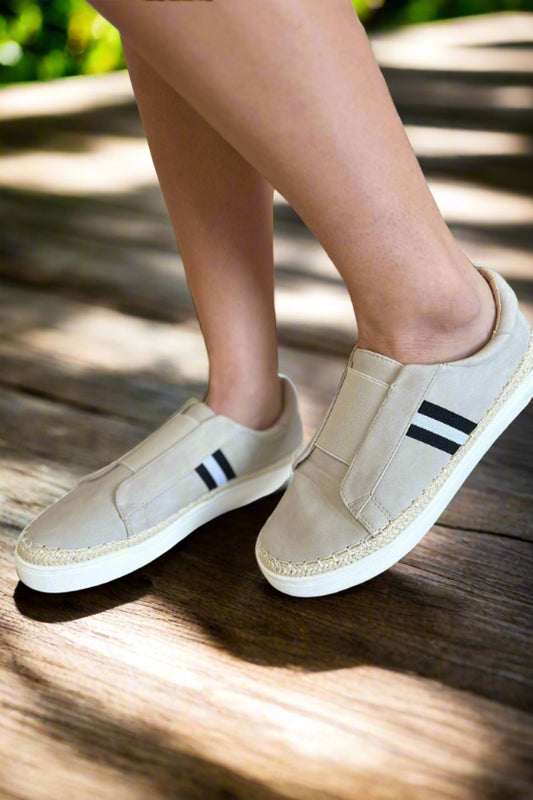Striped Slip On Sneakers in TaupeSneakersCCOCCI