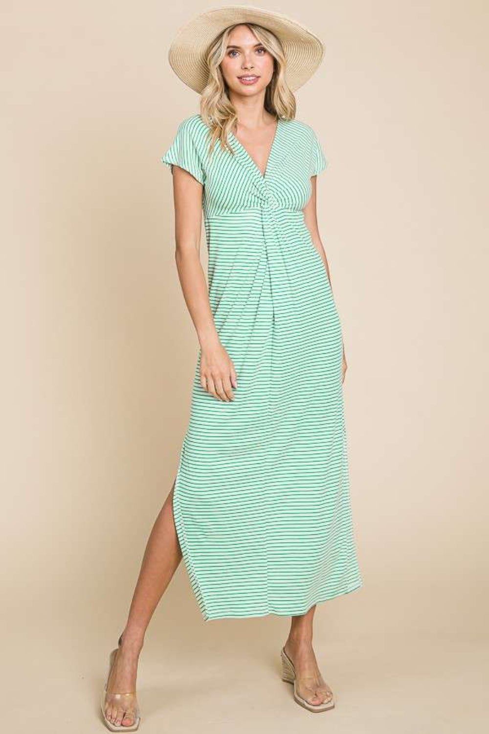 Striped Twist Front Maxi DressMaxi DressCulture Code