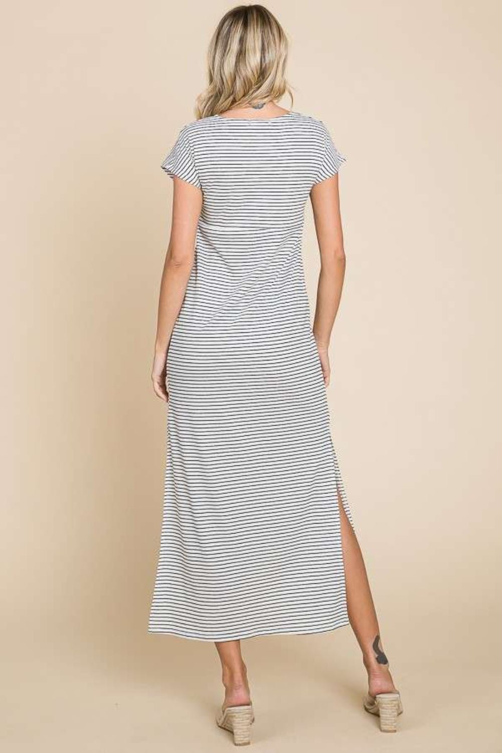 Striped Twist Front Maxi DressMaxi DressCulture Code