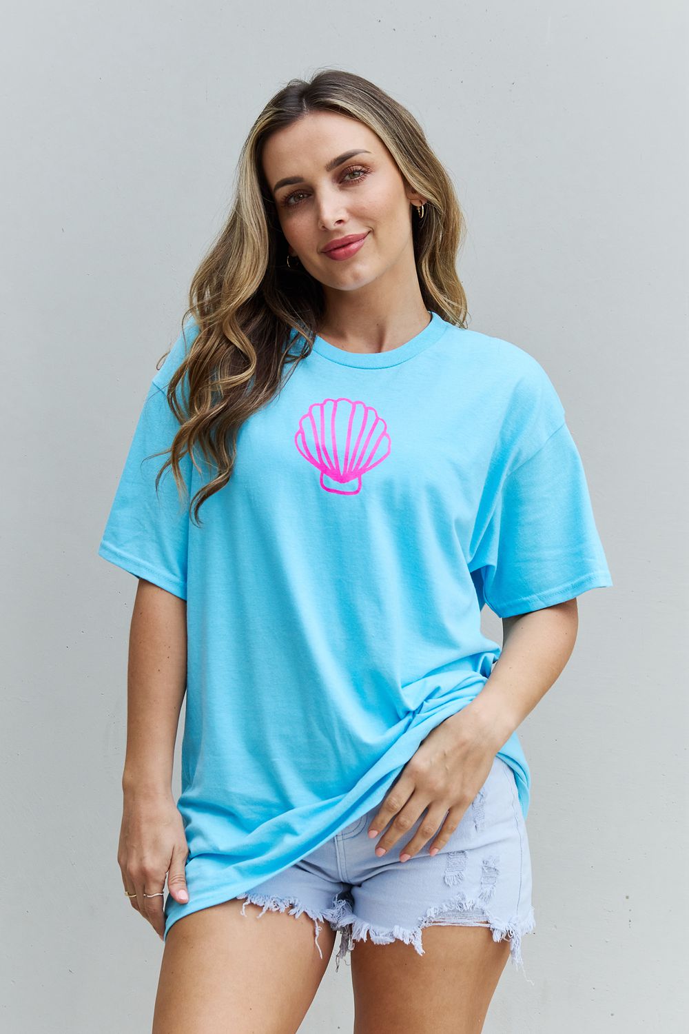 Sweet Claire - More Beach Days Oversized Graphic T - Shirt in Aqua