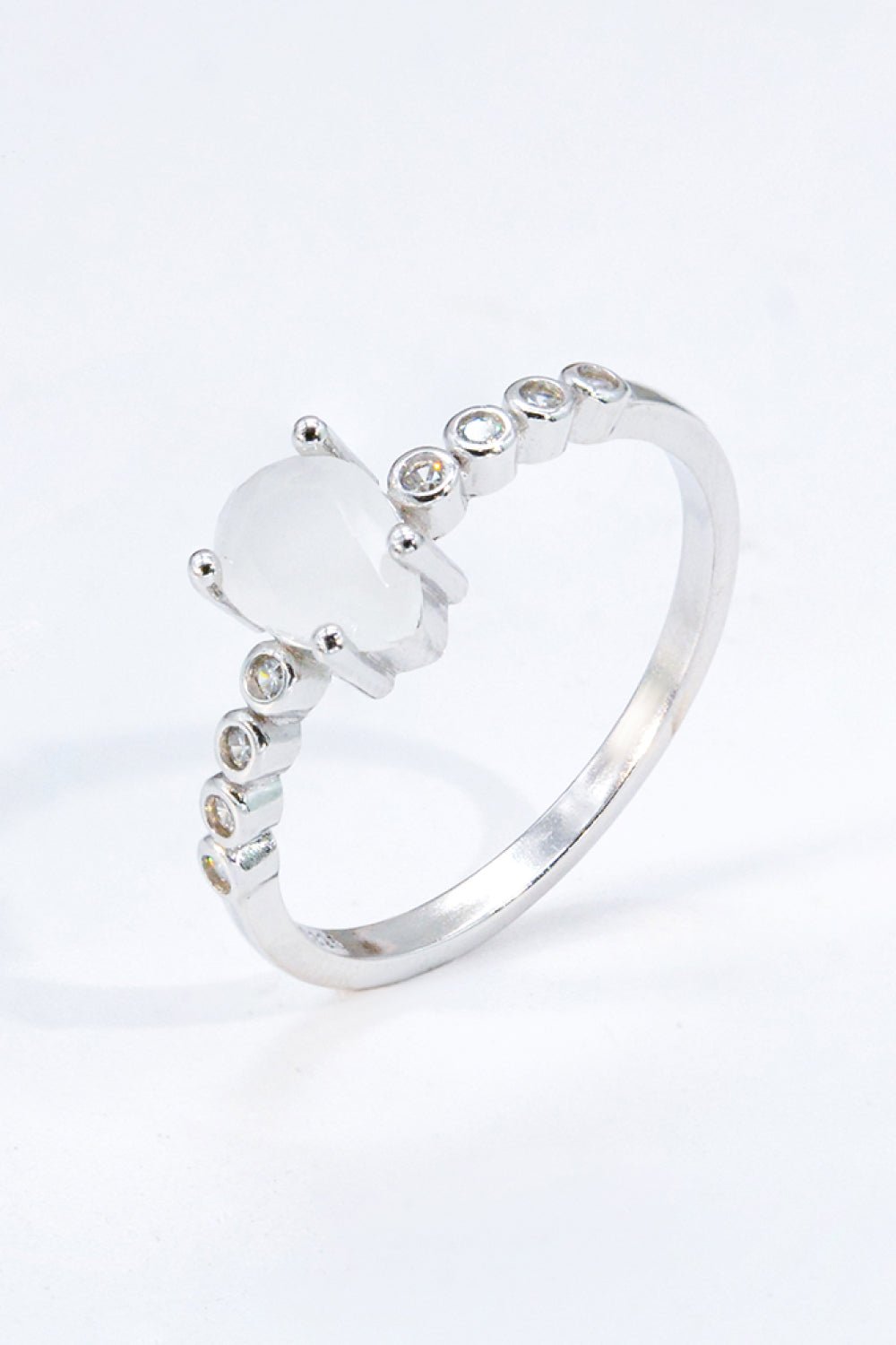 Teardrop Natural Moonstone Silver RingRingBeach Rose Co.