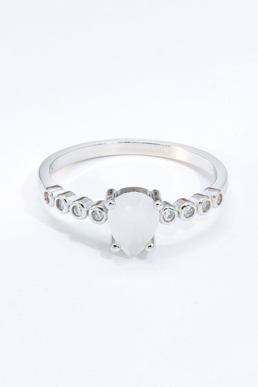 Teardrop Natural Moonstone Silver RingRingBeach Rose Co.