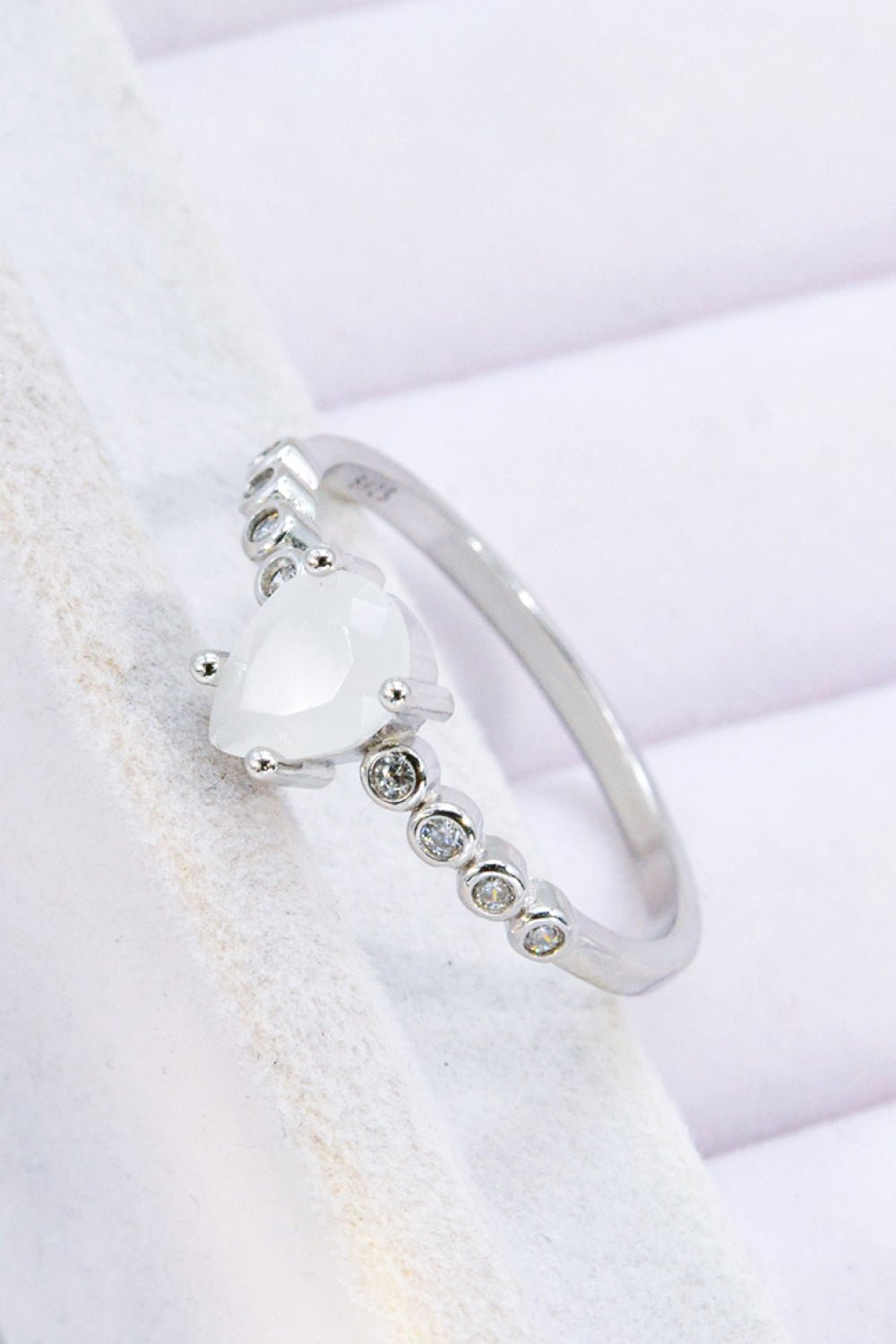 Teardrop Natural Moonstone Silver RingRingBeach Rose Co.