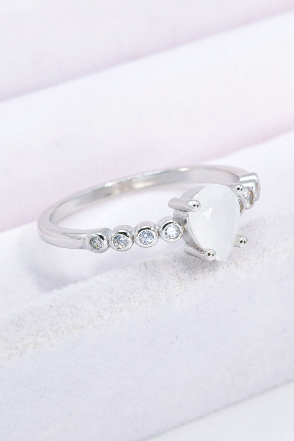 Teardrop Natural Moonstone Silver RingRingBeach Rose Co.