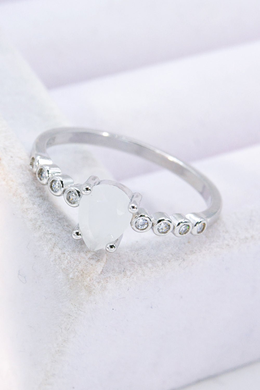 Teardrop Natural Moonstone Silver RingRingBeach Rose Co.