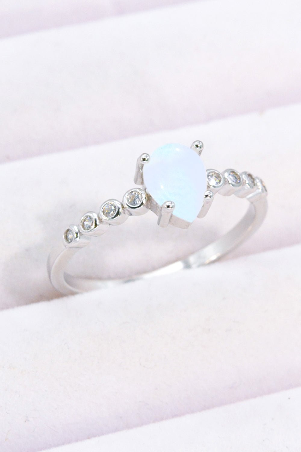 Teardrop Natural Moonstone Silver RingRingBeach Rose Co.