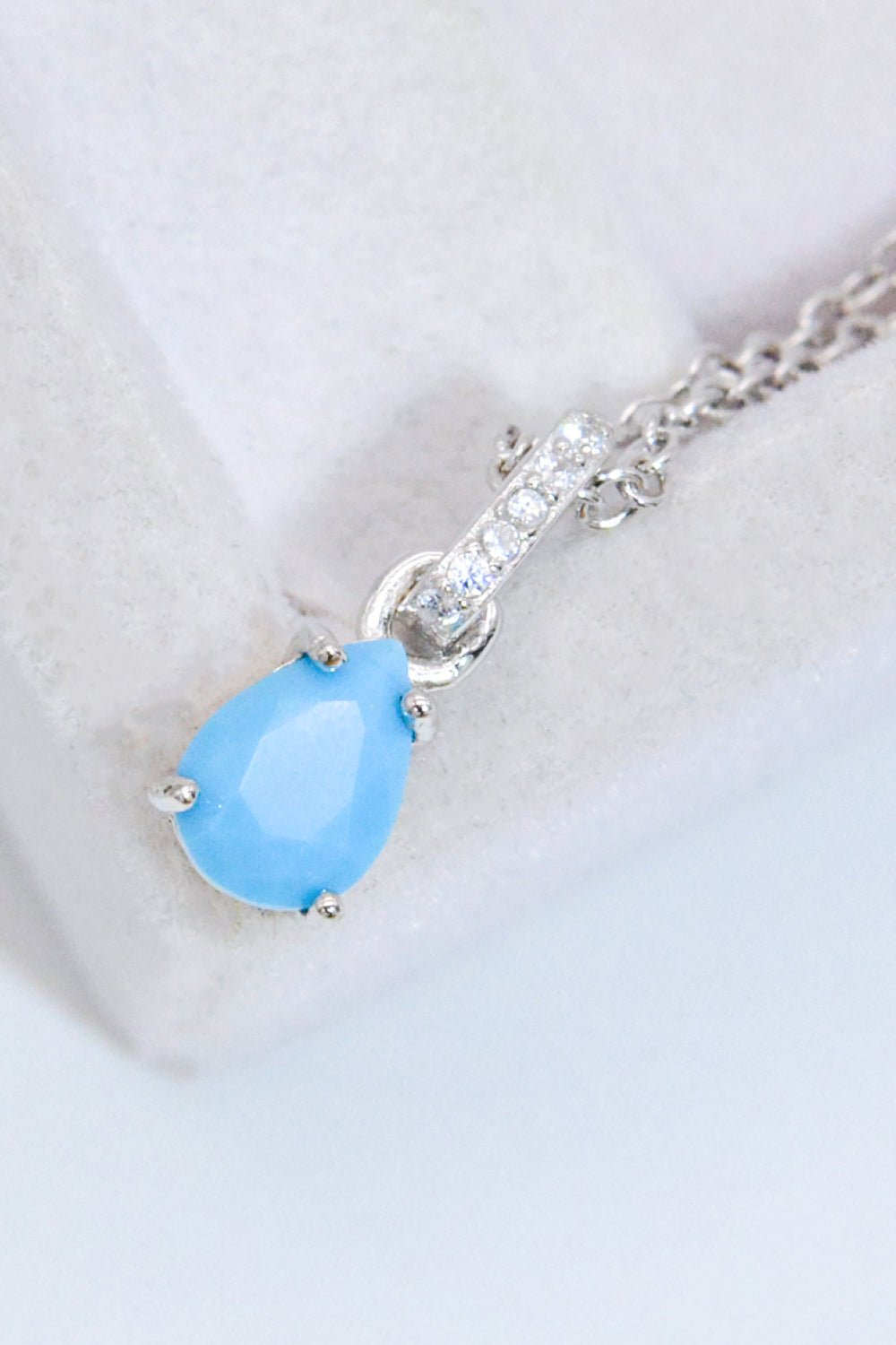 Teardrop Turquoise & Zircon Pendant NecklaceNecklaceBeach Rose Co.