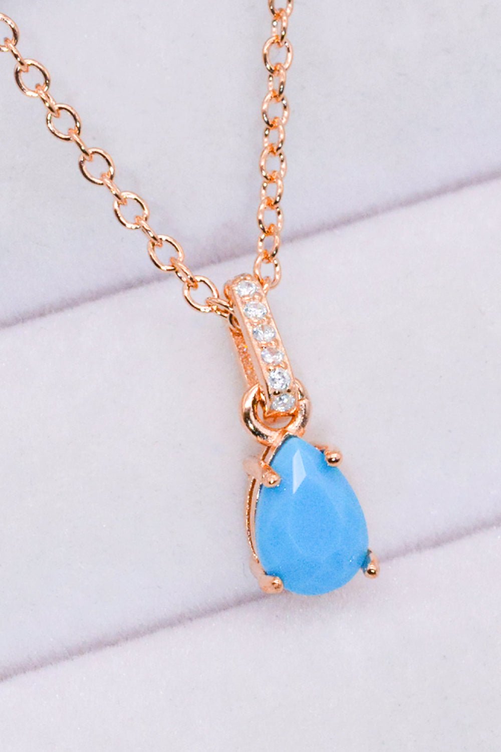 Teardrop Turquoise & Zircon Pendant NecklaceNecklaceBeach Rose Co.