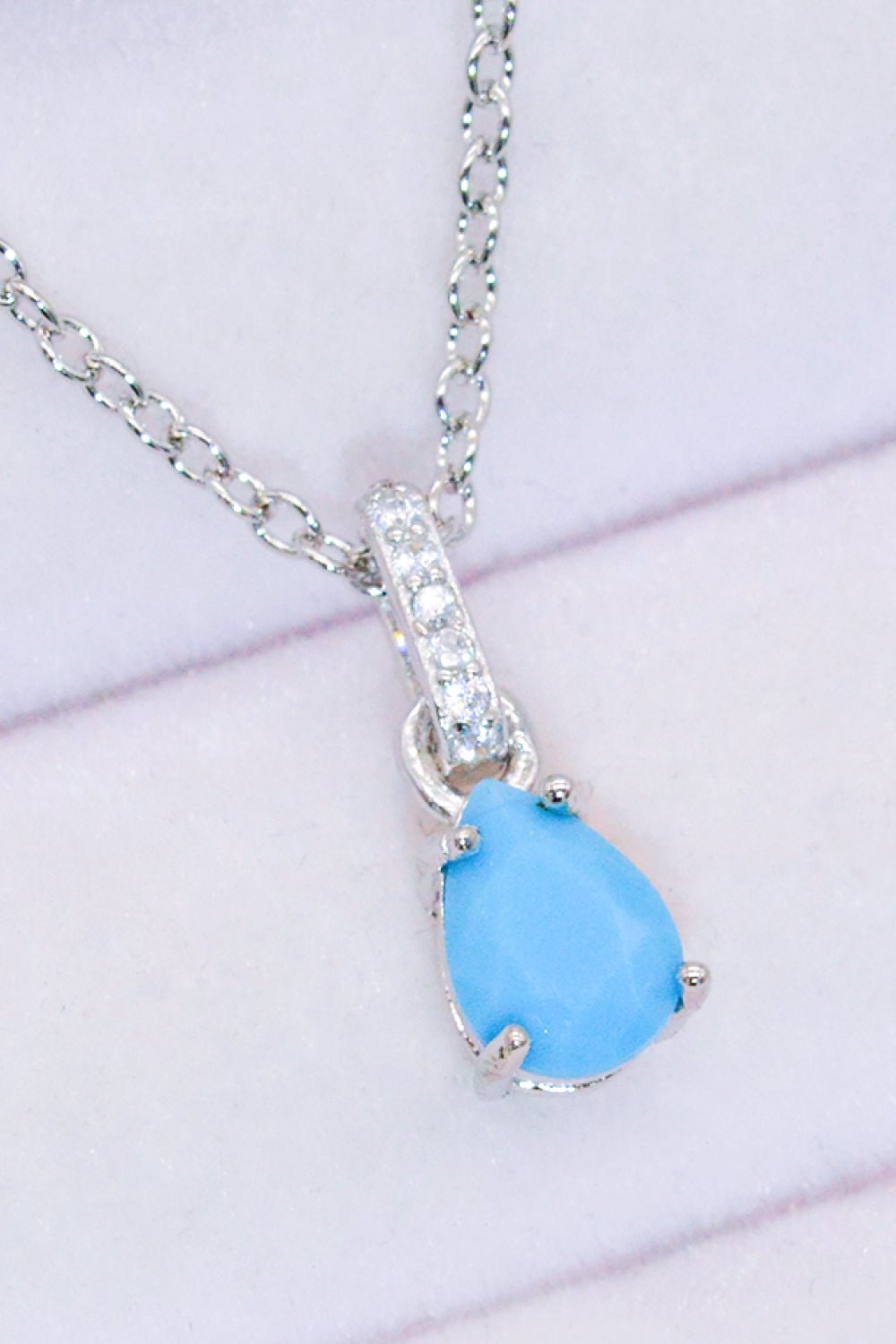 Teardrop Turquoise & Zircon Pendant NecklaceNecklaceBeach Rose Co.