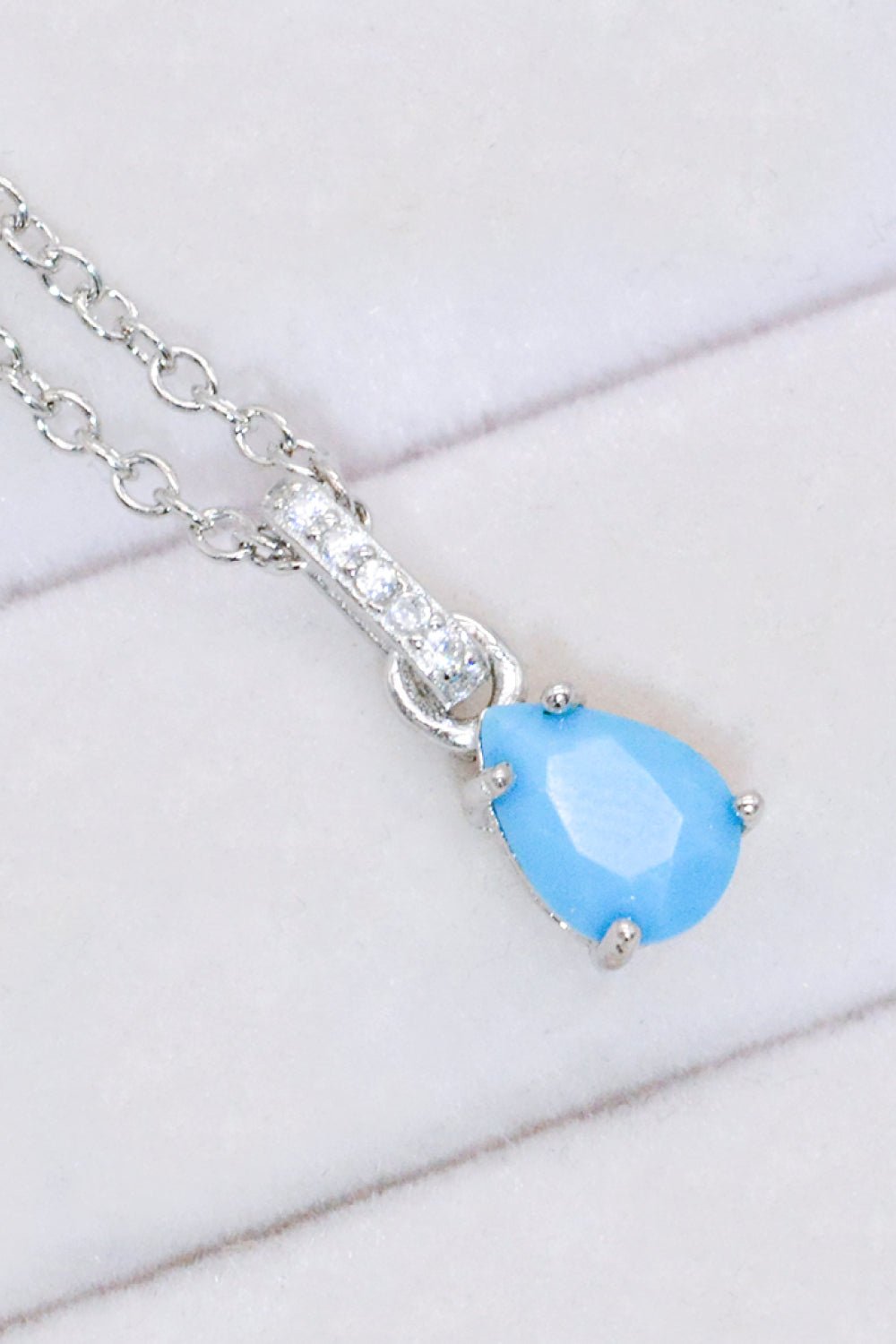 Teardrop Turquoise & Zircon Pendant NecklaceNecklaceBeach Rose Co.