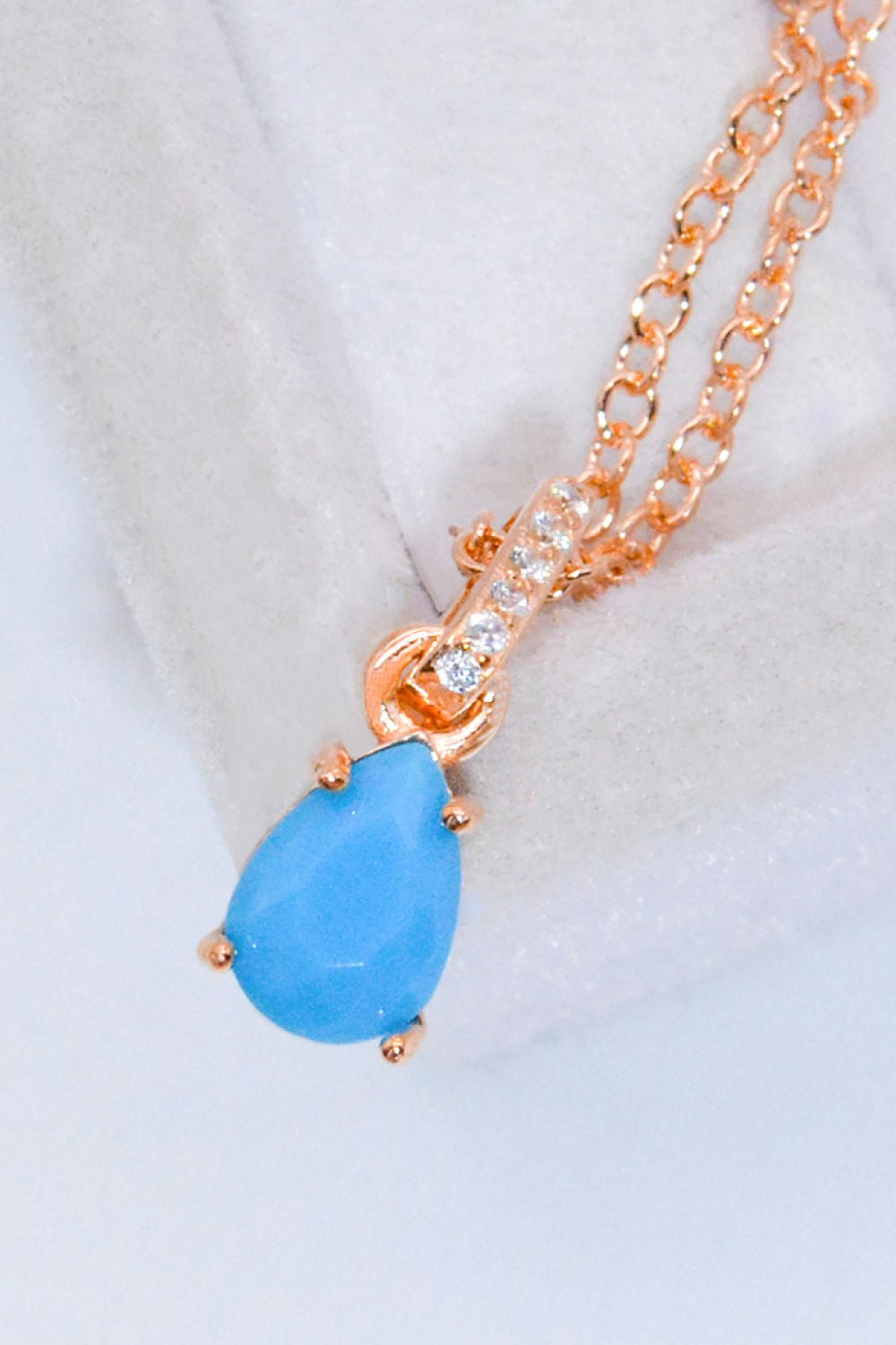 Teardrop Turquoise & Zircon Pendant NecklaceNecklaceBeach Rose Co.