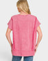 Mineral Raspberry Raw Seam Short Sleeve Sweatshirt Top