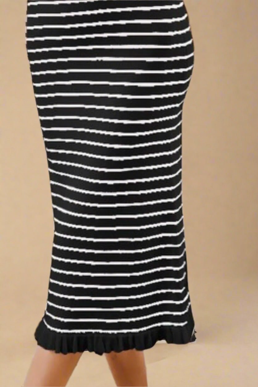 Trendsi - Black & White Stripe Midi Tank Dress
