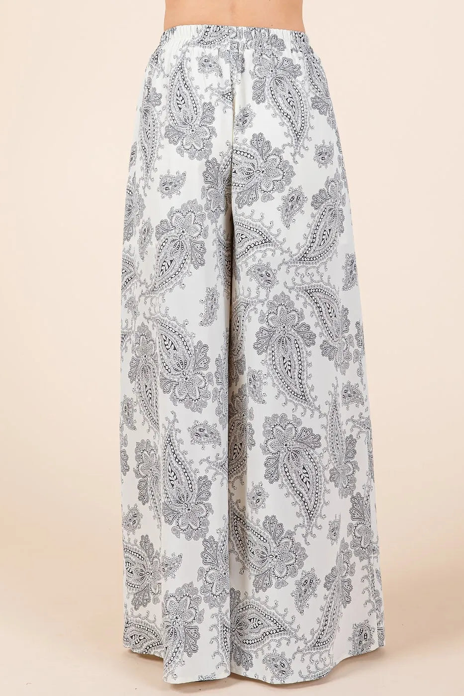 Trendsi - Paisley Cami & Wide Leg Pants Set in Ivory & Charcoal