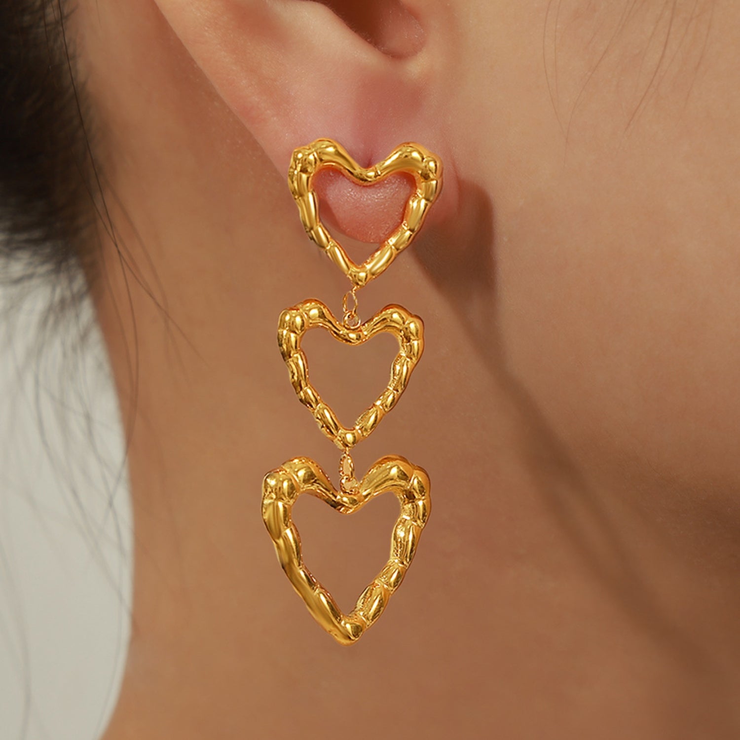 Triple Heart Dangle EarringsEarringsBeach Rose Co.