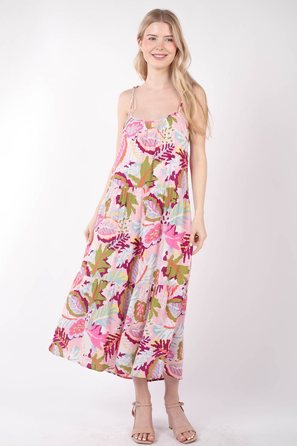 Tropical Print Cami Midi Dress in Pink MixMidi DressVery J