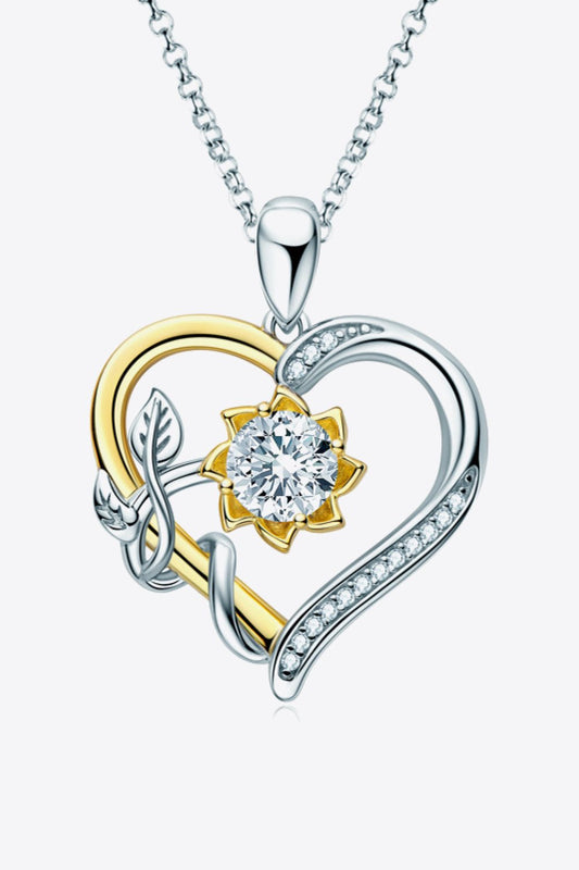 Two-Tone 1 Carat Moissanite Heart Pendant NecklaceNecklaceBeach Rose Co.