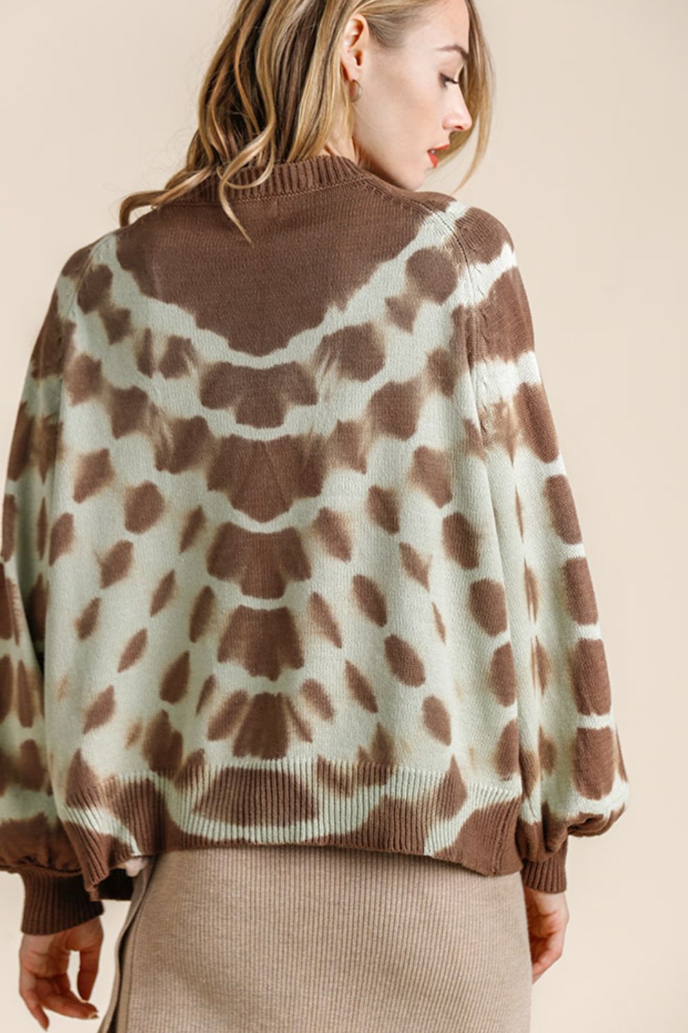 UMGEE - Abstract Tie - Dye Sweater in Mocha & Mint