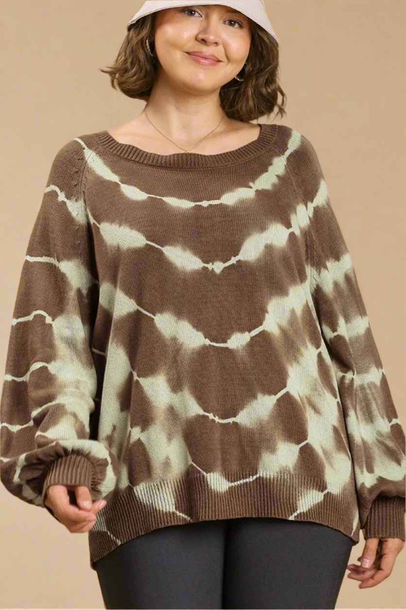 UMGEE - Abstract Tie - Dye Sweater in Mocha & Mint