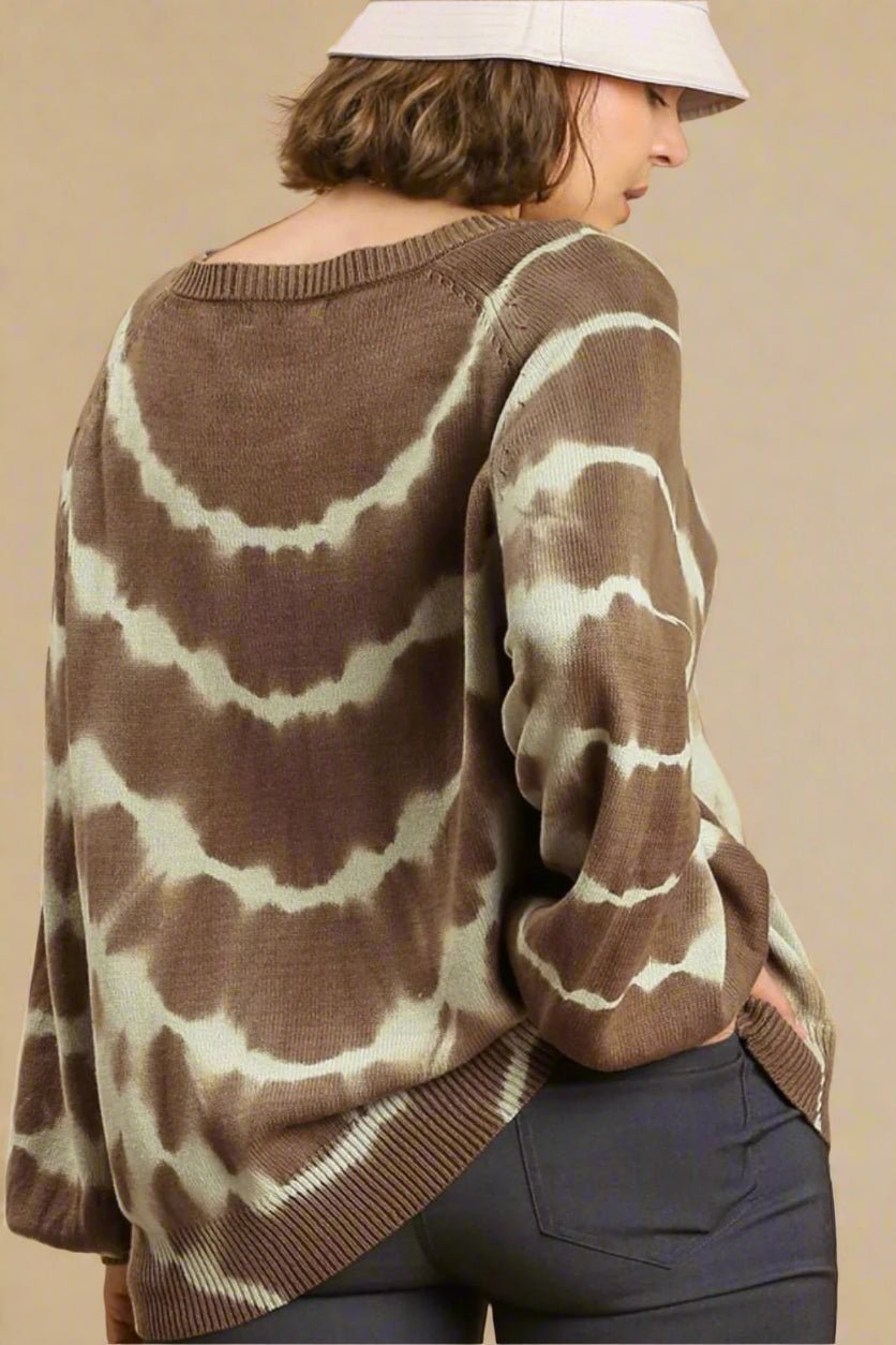 UMGEE - Abstract Tie - Dye Sweater in Mocha & Mint