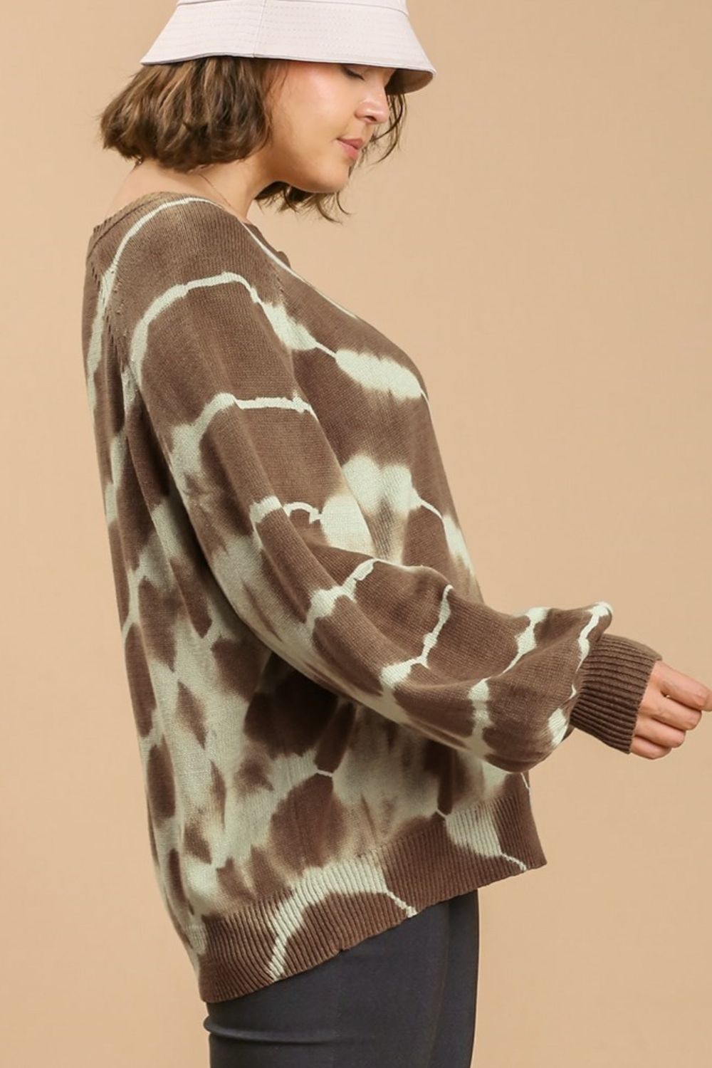 UMGEE - Abstract Tie - Dye Sweater in Mocha & Mint