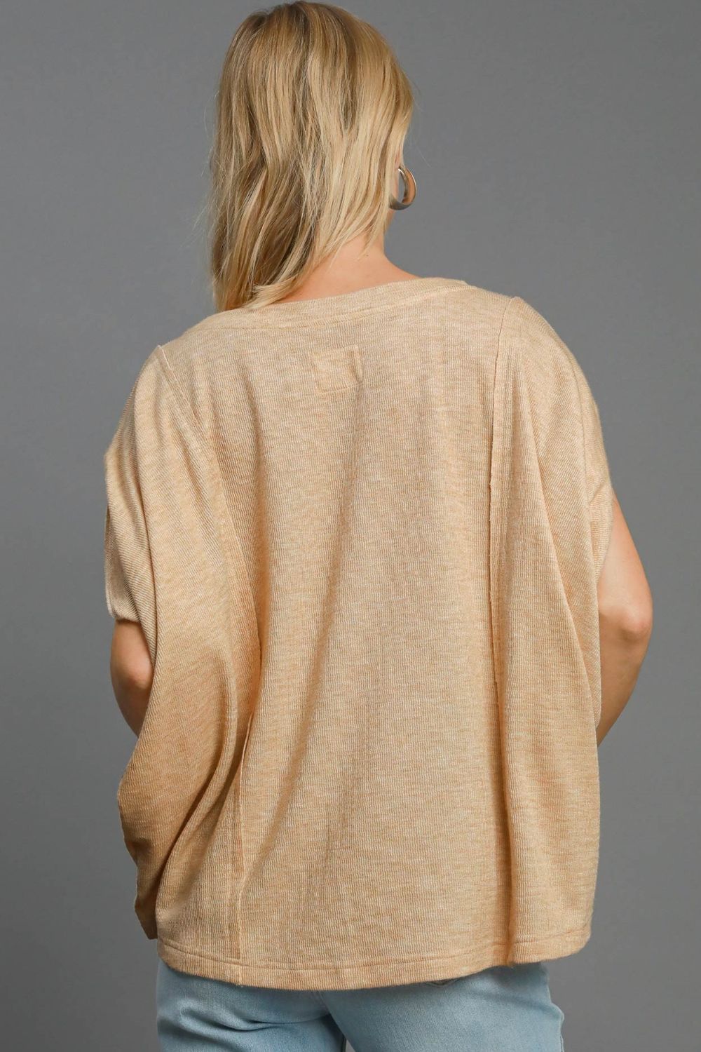 UMGEE - Batwing Sleeve Knit Top in Tan